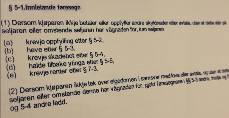Avhendingsloven paragraf 5-1 med lovkommentar