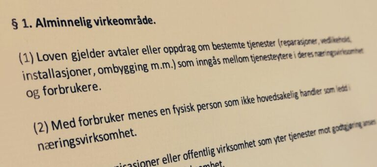 Håndverkertjenesteloven paragraf § 1 med lovkommentar