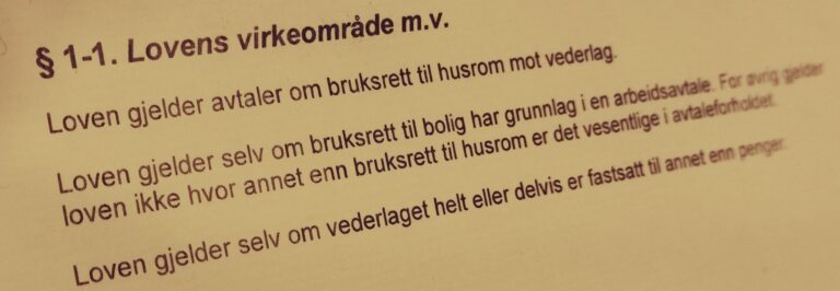 Husleieloven paragraf 1-1 med lovkommentar